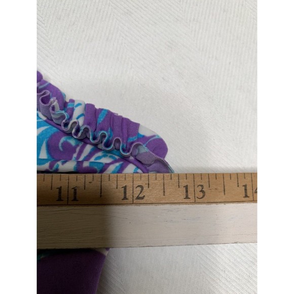 Lands End Girls Ruffle Bodice Tankini Top Wild Violet Tropical Floral Size 10 - Picture 8 of 10